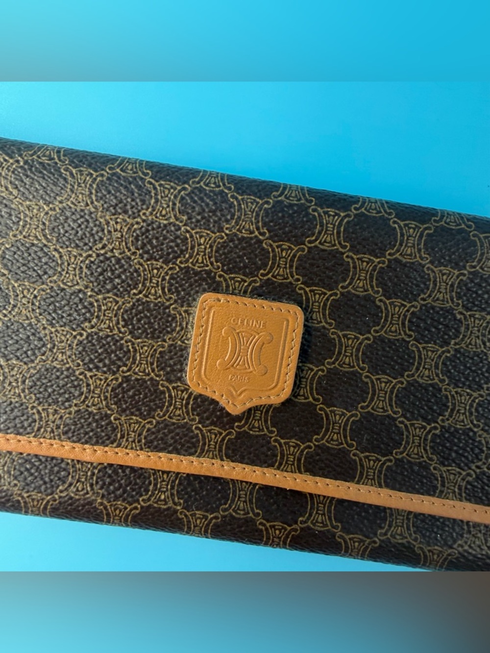 Celine Paris Long Wallet Macadam Brown Cards Pouch Bill Compartment Luxury - Picture 2 of 6